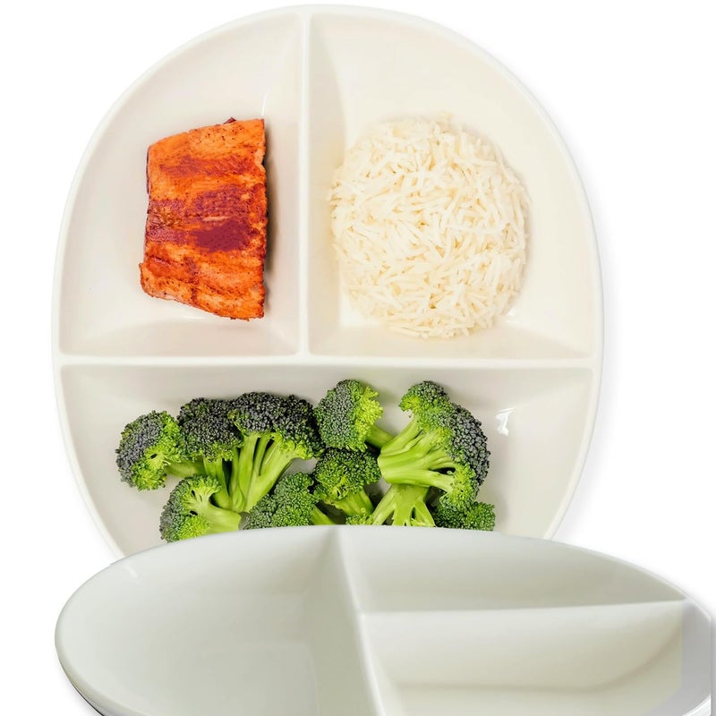 Uba Portion Control Plate (PORCELAIN) for Adults for Healthy Diet (2 Pack) - Image 1